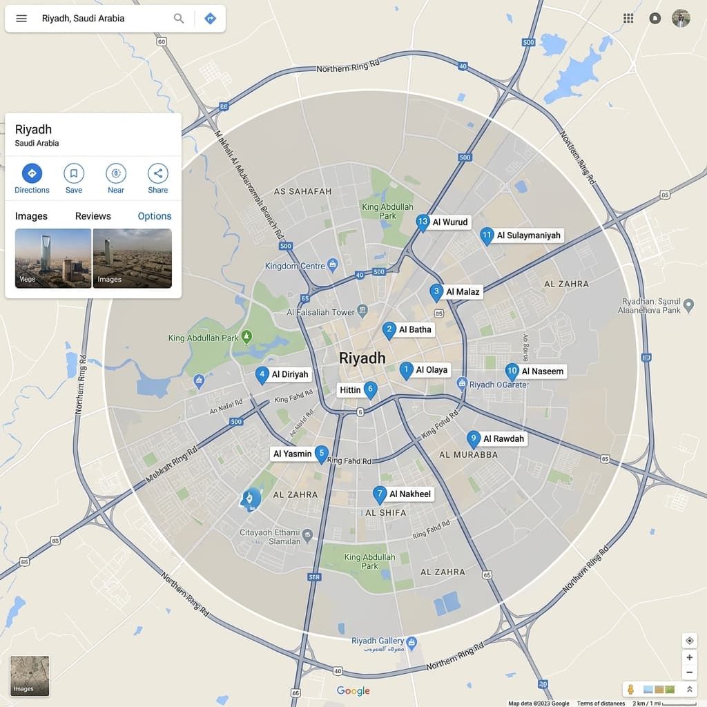 Riyadh Scrap Pickup Service Area Map